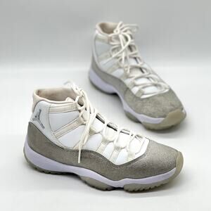 AIR JORDAN 11 Shoes Womens Vast Grey High White Silver Metallic Leather Sneaker